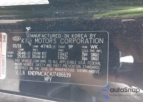 2018 Kia Sportage Lx из США, поврежденный, VIN KNDPMCAC4J7486639